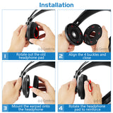 Geekria QuickFit Replacement Ear Pads for AKG K121, K121S, K141 MK II, K142 HD Headphones Ear Cushions, Repair Parts with Video Guide (Black)