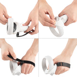 Geekria Touch Controller Grip Cover Compatible with Meta Quest 2, VR Anti-Throw Handle Silicone Sleeve with Adjustable Hand Strap, Controller Caps (White)