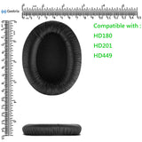 Geekria QuickFit Leatherette Replacement Ear Pads for Sennheiser HD180, HD201, HD449 Headphones, Ear Cushions, Repair Parts (Black)