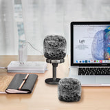 Geekria for Creators Furry Windscreen Compatible with FIFINE AmpliGame A6T, A6V, T669, T732, K669B, K780A, Mic DeadCat Wind Cover Muff, Windbuster, Windjammer, Fluff Cover Windshield (Grey 2 Pack)