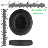 Geekria QuickFit Replacement Ear Pads Compatible with Beats Solo 2 Wireless (B0534) (Not Compatible with Beats Solo2 Wired) On-Ear Headphones Ear Cushions (Black)