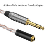 Geekria 6.35mm Stereo Male to 4.4mm Female Headphone Adapter Cable, OCC Copper & Silver-Plated Audio Converter for HiFi Headphones Amplifier DAC, 7.5in / 0.6ft