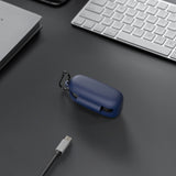 Geekria Silicone Case Cover Compatible with Sony WF-C510 True Wireless Earbuds, Protective Earphones Skin Cover with Keychain Hook, Charging Port Accessible, Front LED Visible (Blue)