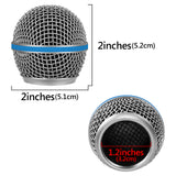Geekria for Creators Microphone Replacement Grille Compatible with Shure BETA 58A, SV100 Mic Head Cover, Microphone Ball Head Mesh Grill, Capsule Parts (Silver / 2 Pack)