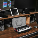 Geekria HardShell Case Compatible with Akai Professional MPK Mini MK3, 25-Key Ultra-Portable USB MIDI Drum Pad and Keyboard Controller Protective Cover (Dark Grey)