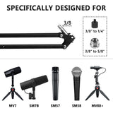 Geekria for Creators Microphone Arm Compatible with Shure MV88+, SM7B, MV7, MV7X, SM58, SM57, Mic Boom Arm Mount Adapter, Suspension Stand, Mic Scissor Arm, Desk Mount Holder