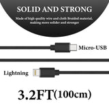 Geekria for Creators Micro USB to Lightning Microphone Cable 3.3 ft / 100 CM, Compatible with Shure MV88+, MV5, MVi, Replacement Mic Cord (Black)