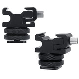 Geekria for Creators Microphone Cold Shoe Mount Adapter for Camera, Mic Stand Bracket, Compatible with RODE Wireless Go II, ME, PRO Microphone Holder (Black / 2 Pack)