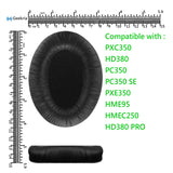 Geekria QuickFit Leatherette Replacement Ear Pads for Sennheiser PXC350, HD380, PC350, PC350 SE, PXE350, HME95, HMEC250, HD380 PRO Headphones Ear Cushions, Ear Cups Cover Repair Parts (Black)