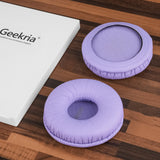 Geekria QuickFit Leatherette Replacement Ear Pads for JBL JR300, JR300BT, T450BT, T500BT, Tune500, Tune 500BT, Tune 510BT, Tune 520 Headphones, Ear Cushions (Purple)