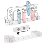 Geekria Charging Station Stand and Game Holder Compatible with Nintendo Switch & OLED Model Joy-Cons, Charger Stand Station with Cooling Fan Intended for Nintendo Switch Joy Con