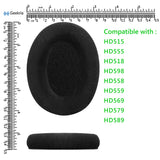 Geekria Comfort Velour Replacement Ear Pads for Sennheiser HD515, HD518, HD555, HD558, HD559, HD569, HD579, HD589 Headphones Ear Cushions, Repair Parts with Video Guide (Black)