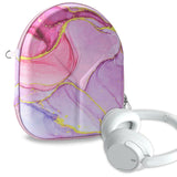 Geekria NOVA Headphones Case Compatible with Sony WH-1000XM5/1000XM4/1000XM3/XB920N, Replacement Hard Shell Travel Carrying Bag with Cable Storage (Pink Marble)