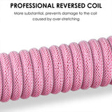 Geekria Coiled USB-C Gaming Keyboard Cable with Aviator Connector, 5-Pin Braided Double-Sleeved Mechanical Keyboard Cable Compatible with Keychron K8 K7 K6Pro, Logitech G715 G713 (Pink 5FT)