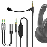 Geekria Boom Mic Headphones Cable Compatible with Audio-Technica, Skullcandy, Soundcore, 3.5mm Jack Nylon Braided Replacement Cord with Boom Microphone for Gaming & Meeting (5.6 ft)
