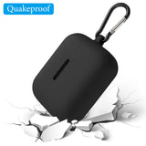 Geekria Silicone Case Cover Compatible with Soundcore by Anker AeroClip True Wireless Earbuds, Protective Earphones Skin Cover with Keychain Hook, Charging Port Accessible (Black)