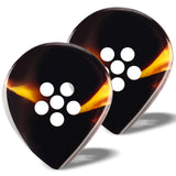 Geekria QuickFit 2 Pcs Blade Style Handmade Flat-Pick for Electric / Bass / Acoustic / Jazz Guitar (Black-Brown)