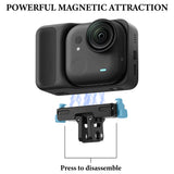 Geekria Magnetic Quick Release Mount Compatible with Insta360 GO Ultra Magnetic Mount Base Accessories, Metal Tripod Adapter for Other 1/4 Thread Devices (Black)