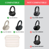 Geekria NOVA Headphones Pouch Compatible with Sony WH-1000XM6, WH-1000XM4, WH-1000XM3, WH-H900N, Soft Shell Replacement Protective Travel Carrying Bag with Cable Storage (Ivory)