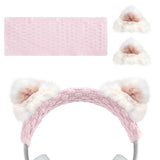 Geekria NOVA Knit Fabric Headband Pad and Cat Ears Compatible with Bose QC35 II, ATH-M50x, Beats Studio Pro, SONY WH-1000XM6 Headphone, Headband Cover Protector (Pink)