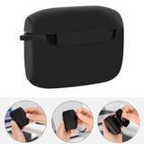 Geekria Silicone Case Cover Compatible with Jabra Elite Active 65t True Wireless Earbuds, Protective Carrying Case with Keychain Hook, Charging Port Accessible (Black)