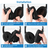 Geekria 2 Pairs Knit Headphones Ear Covers - Product Safety Certified - Washable & Stretchable Earcup Protectors for Over-Ear Headsets, Sweat Pads for Gym (Size M /Black Flowery Gray )