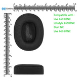 Geekria Comfort Mesh Fabric Replacement Ear Pads for JBL Live 650 BTNC, Lifestyle E65BTNC, Duet NC, Live 660 BTNC Ear Cushions, Repair Parts (Black)