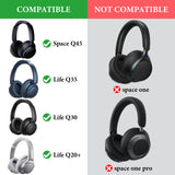 Geekria Shield Headphones Case Compatible with Soundcore Q11i, Space Q45, Life Q35, Life Q30, Life Q20i, Replacement Hard Shell Travel Carrying Bag with Cable Storage (Microfiber Grey)
