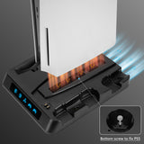 Geekria Charging Station Compatible with Sony PlayStation VR2, PS5, Dual Gamepad Show Case Gaming Accessories with Host Cooling Fan (Black)