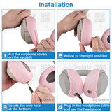 Geekria 2 Pairs Knit Headphones Ear Covers - Product Safety Certified - Washable & Stretchable Sanitary Earcup Protectors for Over-Ear Headsets, Sweat Pads for Gym, Gaming (Size M / Pink)