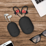Geekria Earbuds Silicone Case for Beats PowerBeats, Jabra Sport Pace, Jaybird X3, X2, BlueBuds X, Freedom, Earbud Protection Squeeze Pouch / Pocket Soft Earphone Storage Bag (Black, M+S, 2Pcs)