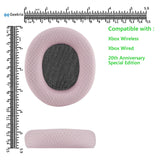 Geekria Nova Mesh Fabric Replacement Ear Pads for Microsoft Xbox Wireless, Xbox Stereo 20th Anniversary Special Edition Headphones Ear Cushions, Headset Earpads, Ear Cups Repair (Pink)