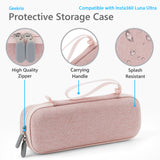 Geekria Hard Carrying Case Compatible with Insta360 Luna Ultra, Portable Waterproof Shockproof Camera Case for Pocket Gimbal Camera, Travel Organizer with Lanyard Strap (Pink)