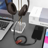 Geekria Audio Cable with Mic Compatible with Beats Studio Pro/3, Solo 4 Headphones, 1/8" (3.5mm) to 3.5mm Replacement Stereo Cord with Inline Microphone and Volume Control (4ft/1.2m)