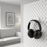 Geekria Headphone Holders for Pegboard Display, Headphone Hanger Holder Compatible with IKEA Skadis Pegboards, Hook Headset Holder Hanger for Home, Office, Electronics Organization (White)