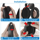 Geekria Comfort Velour Replacement Ear Pads for Sennheiser HD515, HD518, HD555, HD558, HD559, HD569, HD579, HD589 Headphones Ear Cushions, Repair Parts with Video Guide (Black)