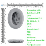 Geekria Replacement Ear Pads for Bose New QuietComfort, QC 45/ 35II/ 35IIGaming/ 35/ 25/ 15/ SE, AE 2/2i/2w, SoundTrue, SoundLink AE2 Headphones, Ear Cushions with Video Guide (Silver Grey)