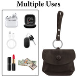 Geekria Portable Earbud Vegan Leather Pouch Compatible with Apple AirPods Pro 3, Sony WF-1000XM6 and More, Storage Pouch for Wireless Earbuds, Keys, Cables & Small Accessories (Brown)