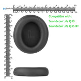 Geekria QuickFit Replacement Ear Pads Compatible with Anker Soundcore Life Q30 Soundcore by Anker Life Q35 Headphones, Ear Cushions (Black)