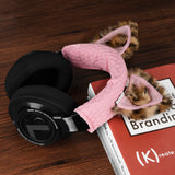 Geekria NOVA Knit Fabric Headband Cover + Cat Ears Attachment Compatible with Razer, SteelSeries, HyperX, Sennheiser, ASTRO, Sony, Logitech, ATH Headphones, Sweat Cover (Leopard Print Pink)