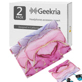 Geekria NOVA Pocket Earphone Case for Earbuds, Coins / In-Ear Headphone Organizer Pouch Bag / Universal Earphones Protective Pouch / Snap Pouch Storage / Purse Change Holder (Pink Marble)