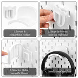 Geekria Headphone Holders for Pegboard Display, Headphone Hanger Holder Compatible with IKEA Skadis Pegboards, Hook Headset Holder Hanger for Home, Office, Electronics Organization (White)