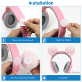 Geekria Round Fluffy Headphone Headband Decoration, Cute Kawaii Adhesive Charm, Compatible with Sony, Skullcandy, Beats, Turtle Beach, Philips, Microsoft, and Most Headphones (Pink)
