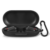 Geekria Silicone Case Cover Compatible with Soundcore by Anker V30i True Wireless Earbuds, Protective Earphones Skin Cover with Keychain Hook, Charging Port Accessible (Black)