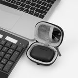 Geekria Shield Earbuds Case Compatible with JBL Vibe Beam 2/Buds 2, Tune 130NC/230NC/Flex, Replacement Hard Shell Travel Carrying Bag with Carabiner Clip (Dark Grey)