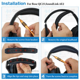 Geekria Protein Leather Headband Pad Compatible with Bose SoundLink AE2, QC25 (Do Not Fit Bose AE2) Headphones, Replacement Band Repair Part (Blue)