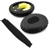 Geekria QuickFit Earpad Compatible with Bose QC3 ON EAR, QuietComfort 3 Headphone Replacement Ear Pad + Headband Cover / Ear Cushion / Ear Cover / Earpads Repair Parts (Black)