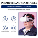 Geekria VR In-Ear Headphones Compatible with Meta Quest 3, Pico Neo 3, HTC Vive, Wired Earbuds with 3.5mm Aux Jack, Stereo Immersive Sound, S/M/L Ear Tips, VR Gaming Headset Accessories