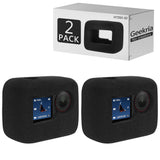 Geekria for Creators Windslayer Cover Wind Muff Compatible with DJI Osmo Action 6, 5 Pro, 4, 3 Action Camera, Housing Frame Case, Video Noise Reduction Sponge Accessories (Black / 2 Pack)