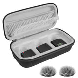 Geekria for Creators Microphone Case Wireless GO Gen 3 with 2 Packs Windscreen Muff, Compatible with Rode Wireless GO 2, PRO, ME, Mic Case Hard Carrying Case with Windshield (Grey Lining)